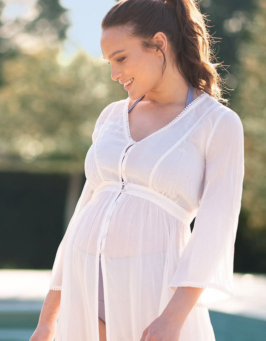 Women Seraphine Beach & Swimwear Ivory Maternity Kaftan