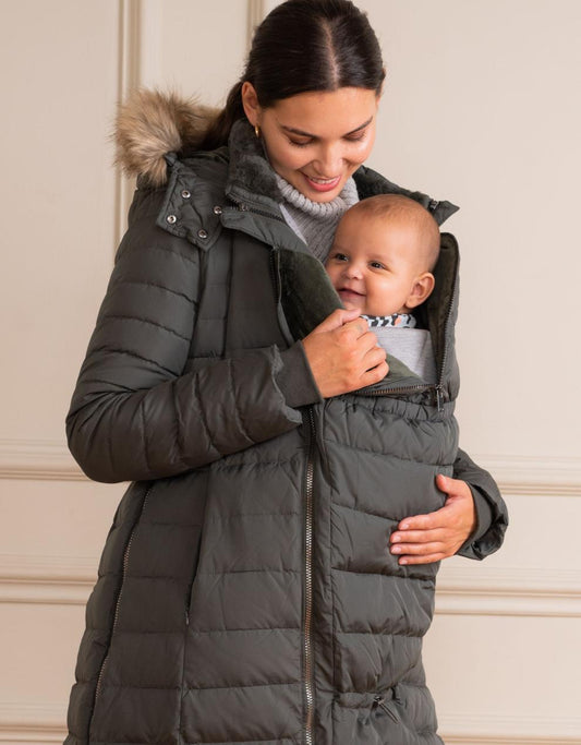 Women Seraphine Coats & Jackets Khaki Extra Long 3 In 1 Down Maternity Coat