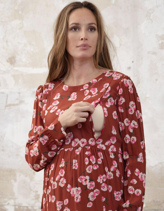Women Seraphine Dresses Rust Floral Maternity & Nursing Dress Seraphine