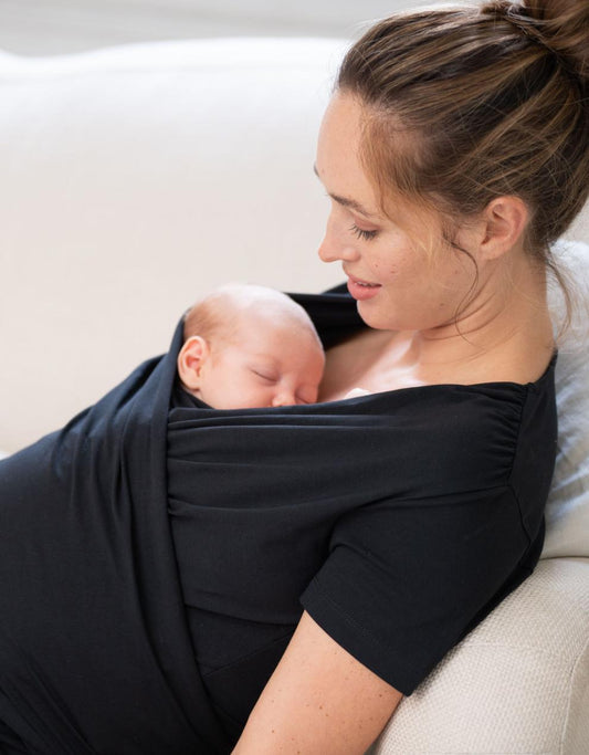 Women Seraphine Hoodies & Tops Black Cotton Short-Sleeve Skin To Skin Top