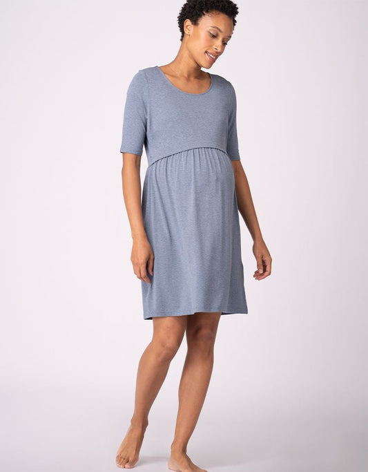 Women Seraphine Sleepwear Stretch Jersey Maternity & Nursing Nighties – Twin Pack