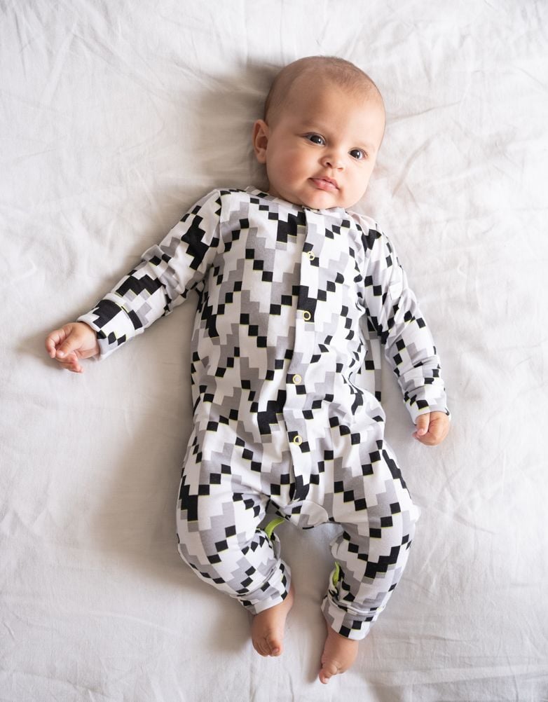 Baby Seraphine Baby Clothes Easy Zip Organic Cotton Sleepsuit – Black & White