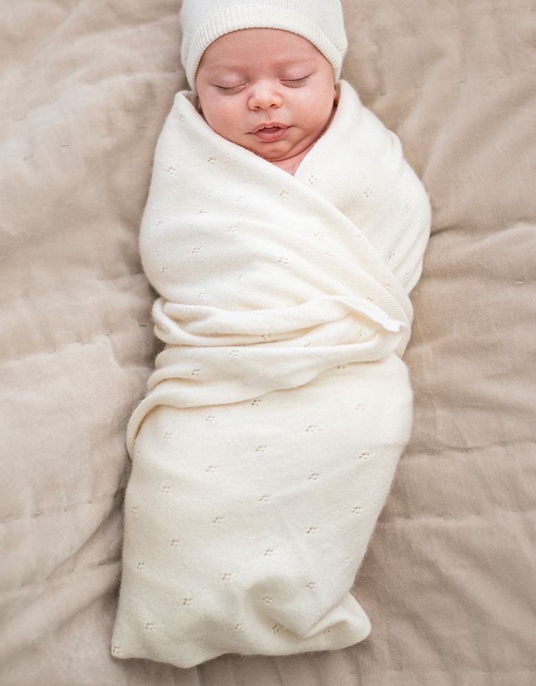 Baby Seraphine Baby Clothes Mini Cotton & Cashmere Ivory White Knitted Baby Blanket