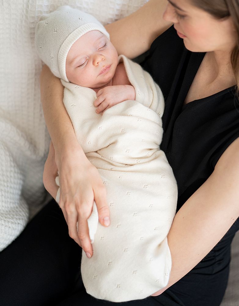 Baby Seraphine Baby Clothes Mini Cotton & Cashmere Ivory White Knitted Baby Blanket