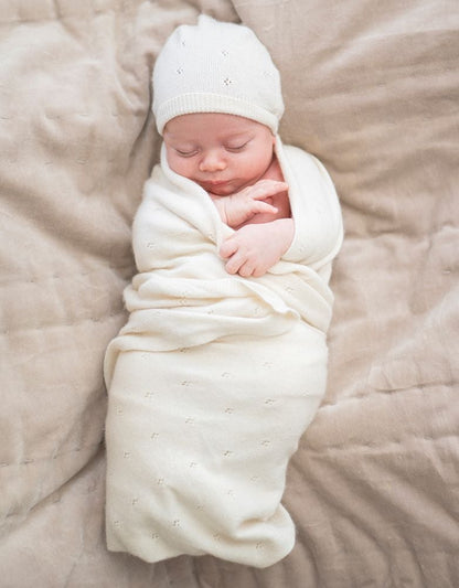 Baby Seraphine Baby Clothes Mini Cotton & Cashmere Ivory White Knitted Baby Blanket