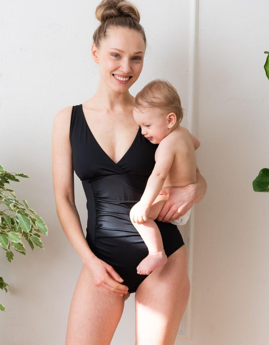 Women Seraphine Beach & Swimwear Black Post Maternity Shaping Swimsuit