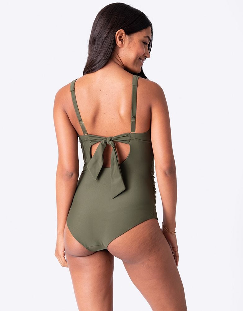 Women Seraphine Beach & Swimwear Khaki Tie-Back Maternity Swimsuit