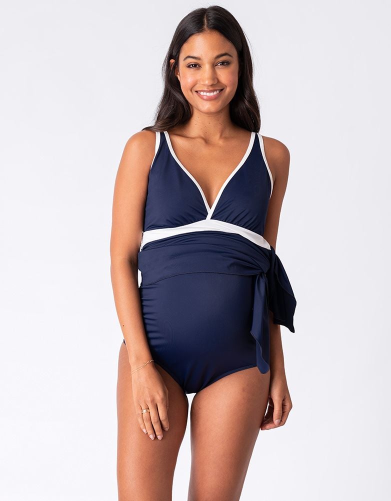 Women Seraphine Beach & Swimwear Nautical Maternity Swimsuit With Skirt