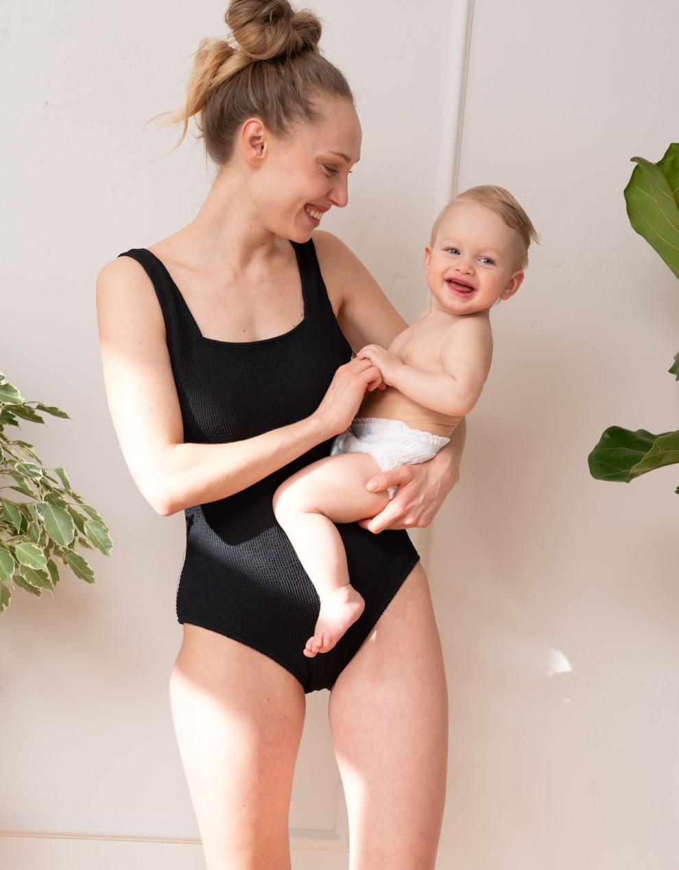Women Seraphine Beach & Swimwear Textured Post-Maternity Compression Swimsuit