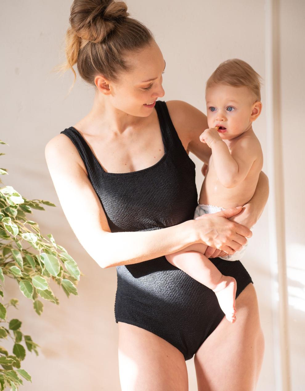 Women Seraphine Beach & Swimwear Textured Post-Maternity Compression Swimsuit