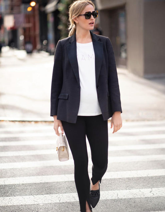 Women Seraphine Co-ords Black Tuxedo-Style Maternity Blazer