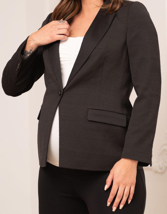 Women Seraphine Co-ords Black Tuxedo-Style Maternity Blazer