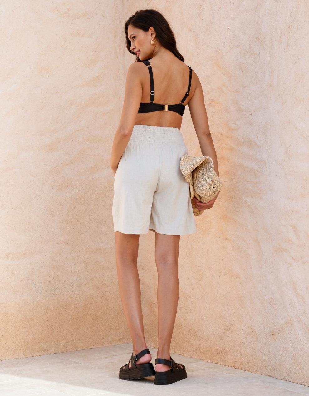 Women Seraphine Co-ords Shirred Linen Maternity Shorts
