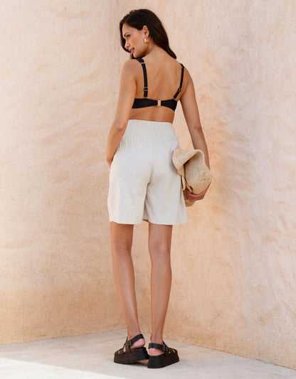 Women Seraphine Co-ords Shirred Linen Maternity Shorts
