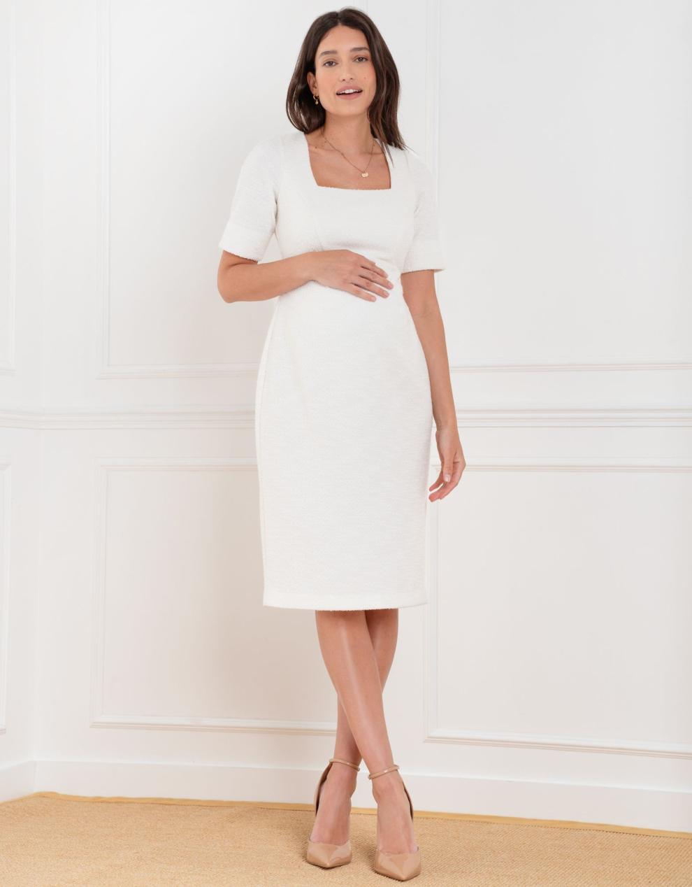 Women Seraphine Co-ords Tweed Midi Maternity Dress