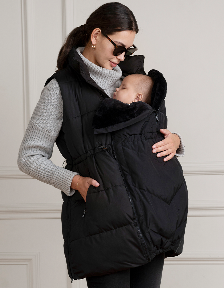 Women Seraphine Coats & Jackets Black 3 In 1 Maternity & Babywearing Vest