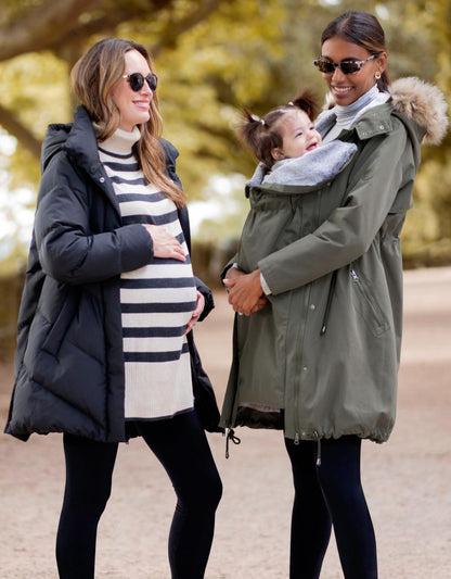 Women Seraphine Coats & Jackets Khaki 3 In 1 Winter Maternity Parka