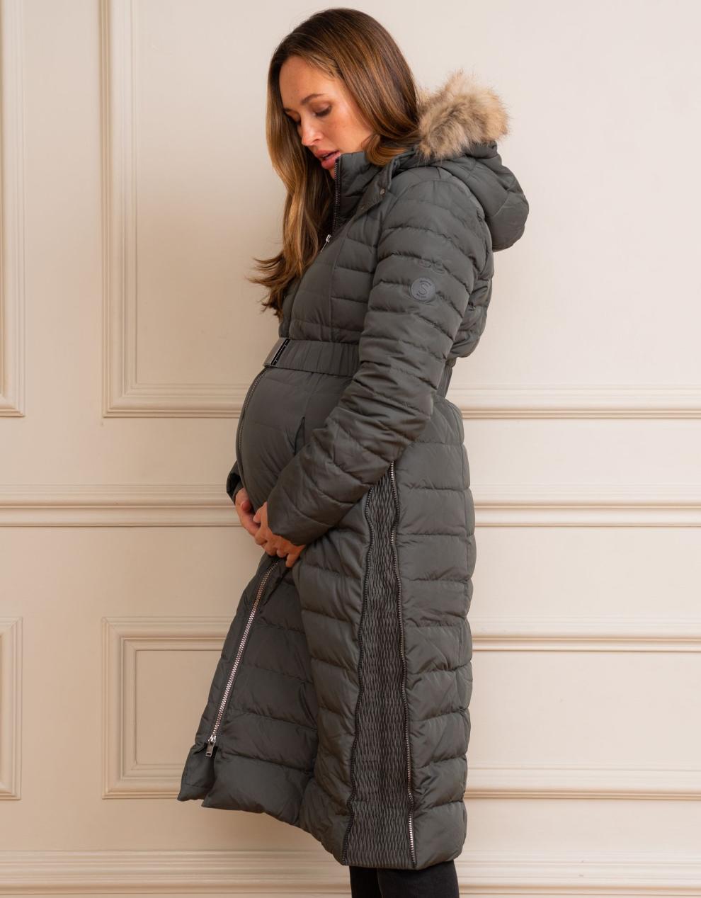 Women Seraphine Coats & Jackets Khaki Extra Long 3 In 1 Down Maternity Coat