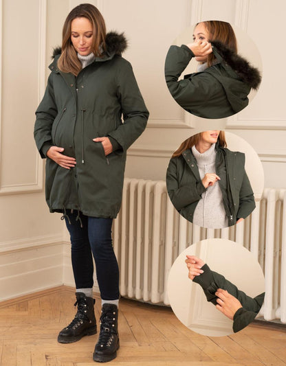 Women Seraphine Coats & Jackets Khaki Sub-Zero 3 In 1 Maternity Parka