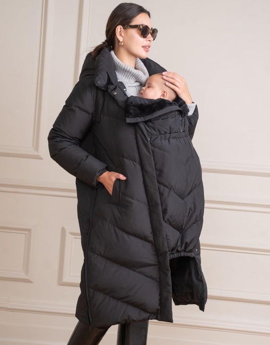 Women Seraphine Coats & Jackets Long Black Maternity & Babywearing Puffer Coat