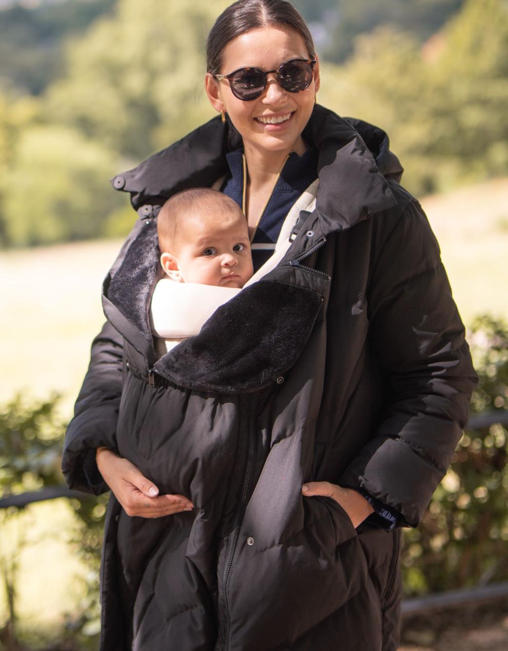 Women Seraphine Coats & Jackets Long Black Maternity & Babywearing Puffer Coat
