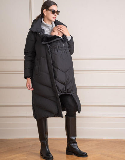 Women Seraphine Coats & Jackets Long Black Maternity & Babywearing Puffer Coat