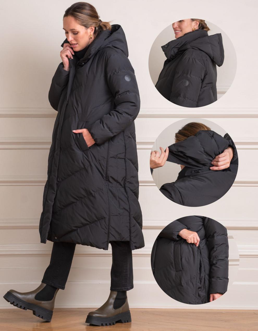 Women Seraphine Coats & Jackets Long Black Maternity & Babywearing Puffer Coat