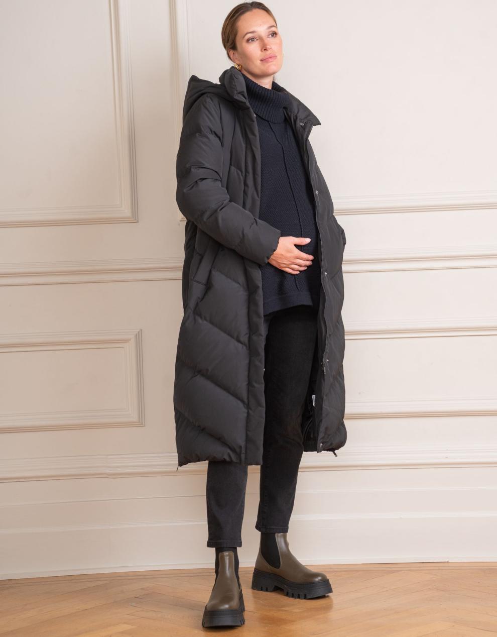 Women Seraphine Coats & Jackets Long Black Maternity & Babywearing Puffer Coat
