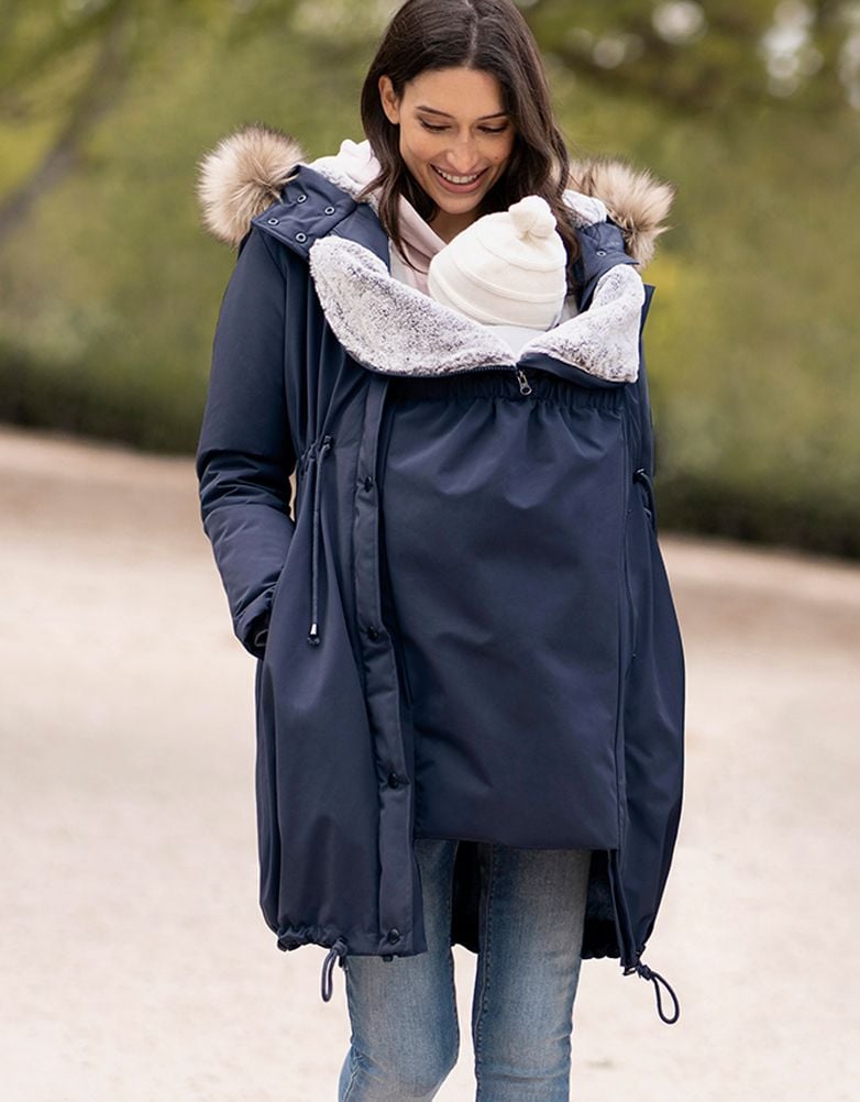 Women Seraphine Coats & Jackets Navy Blue 3 In 1 Winter Maternity Parka