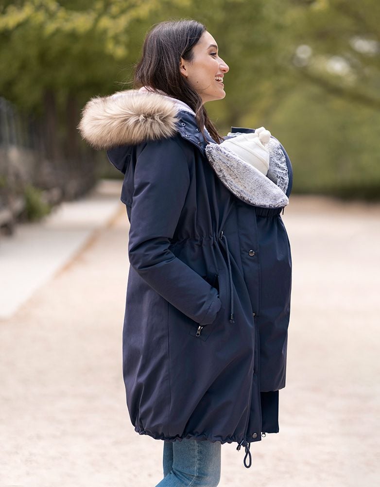 Women Seraphine Coats & Jackets Navy Blue 3 In 1 Winter Maternity Parka