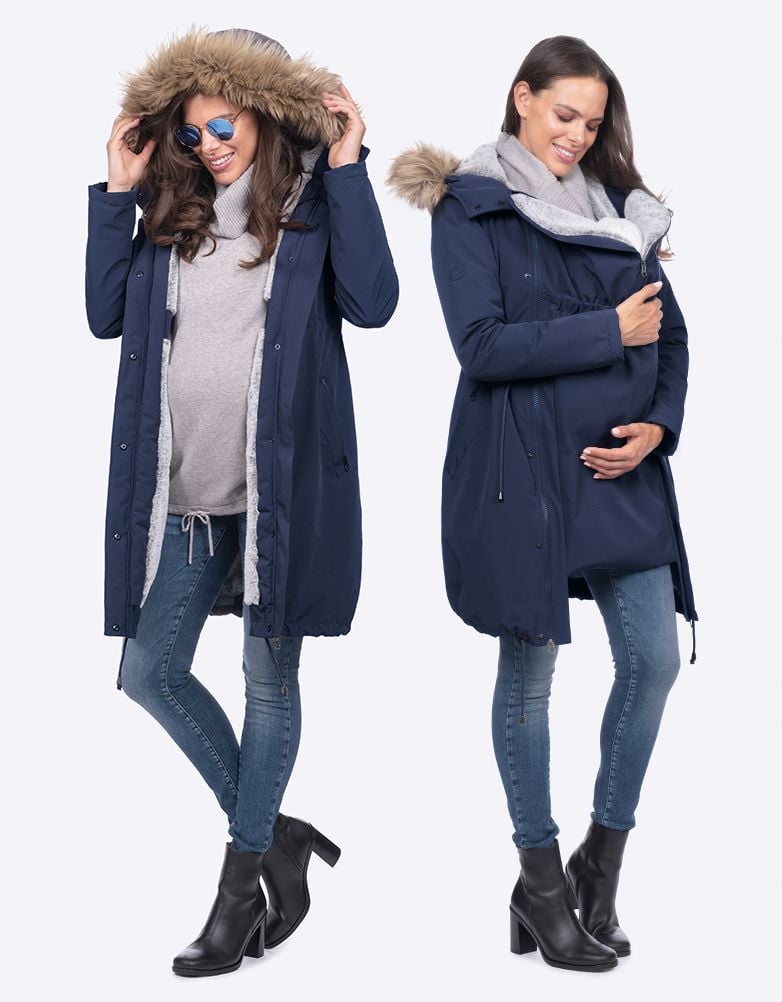 Women Seraphine Coats & Jackets Navy Blue 3 In 1 Winter Maternity Parka