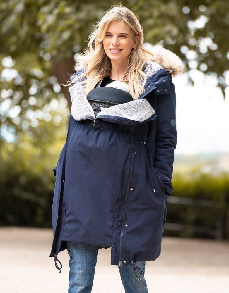 Women Seraphine Coats & Jackets Navy Blue 3 In 1 Winter Maternity Parka