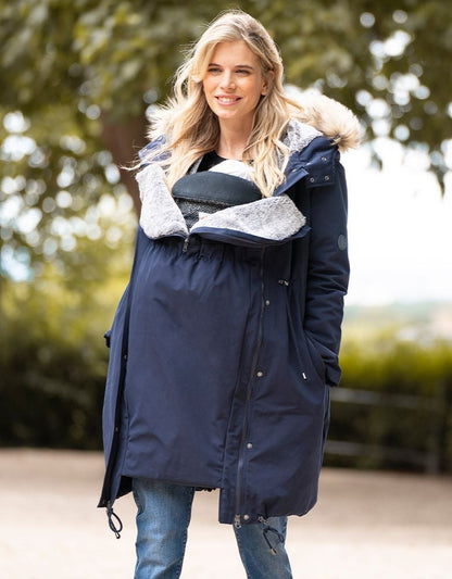 Women Seraphine Coats & Jackets Navy Blue 3 In 1 Winter Maternity Parka