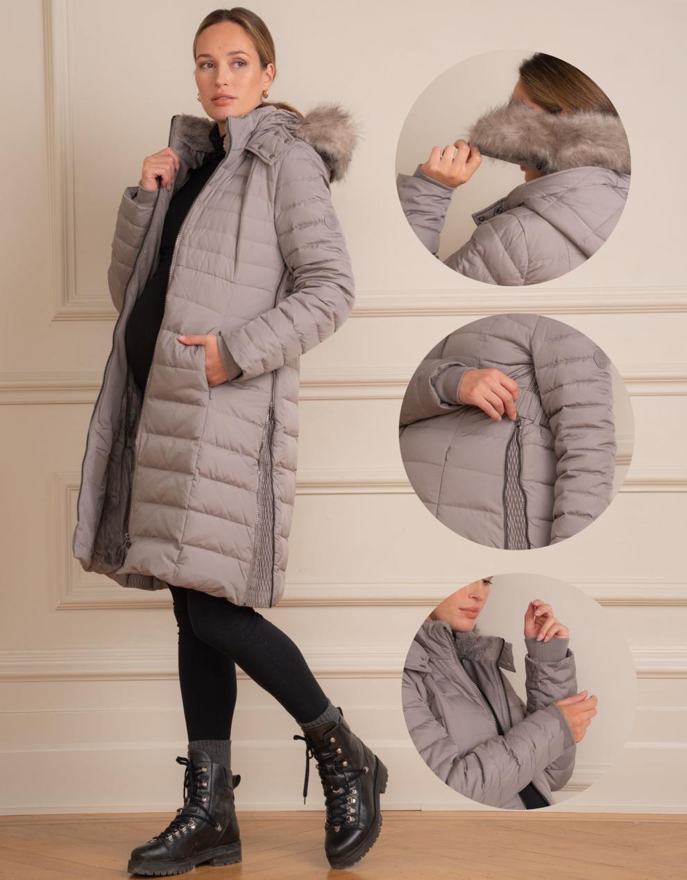 Women Seraphine Coats & Jackets Slate 3 In 1 Down Maternity Coat