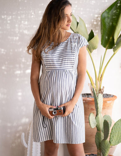 Women Seraphine Dresses Cotton Stripe Maternity & Nursing Dress