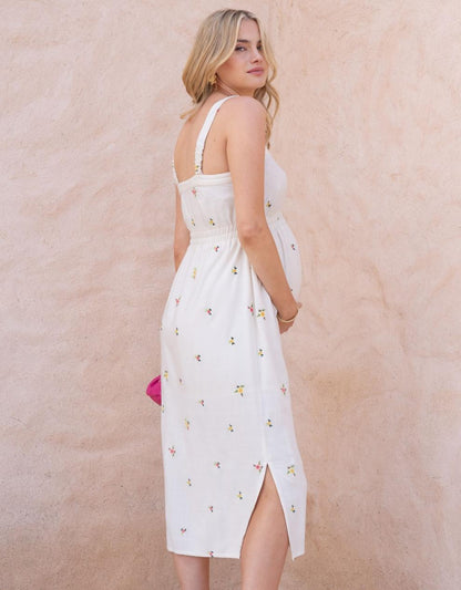 Women Seraphine Dresses Embroidered Button-Down Midi Maternity-To-Nursing Dress