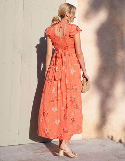 Women Seraphine Dresses Flutter Sleeve Maxi Wrap Maternity Dress