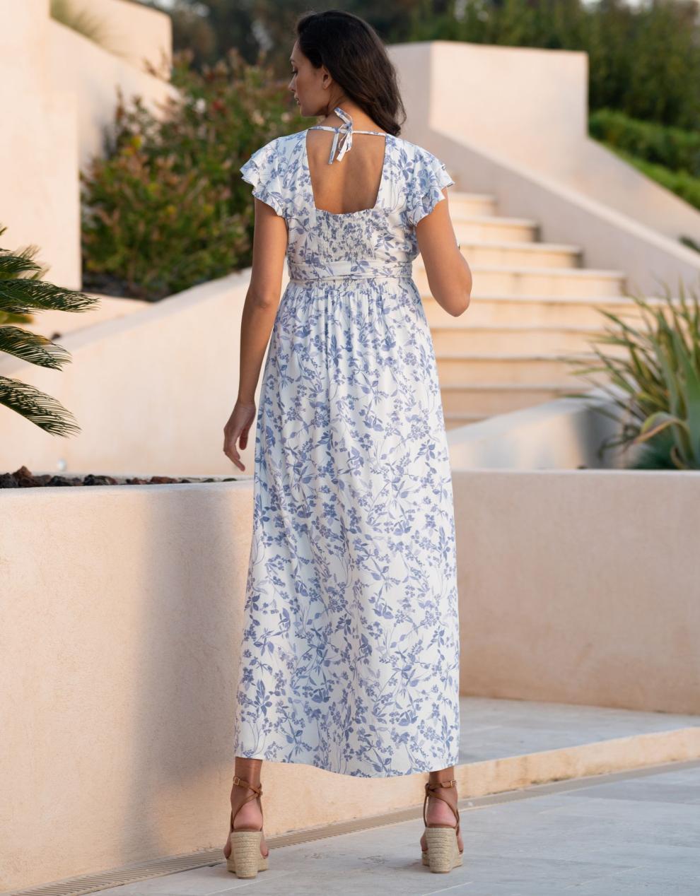 Women Seraphine Dresses Flutter Sleeve Maxi Wrap Maternity Dress