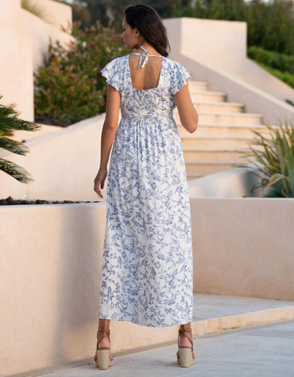 Women Seraphine Dresses Flutter Sleeve Maxi Wrap Maternity Dress