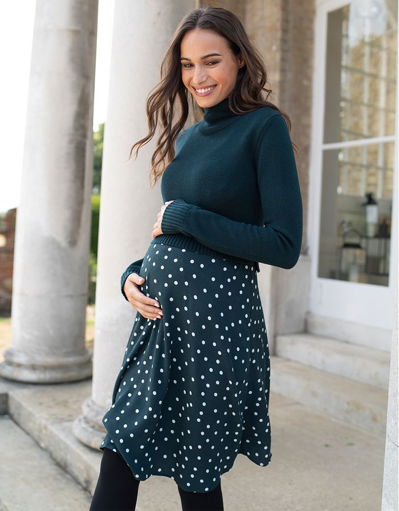 Women Seraphine Dresses Green Polka Dot 2 In 1 Maternity & Nursing Dress