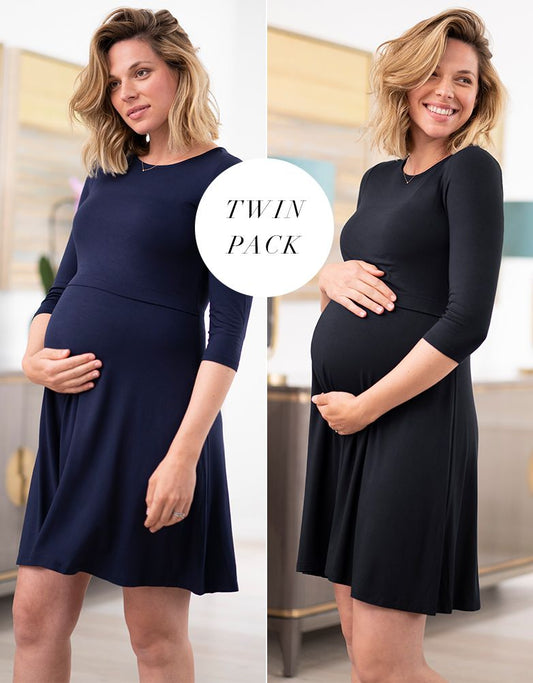 Women Seraphine Dresses Maternity & Nursing Dresses – Twin Pack