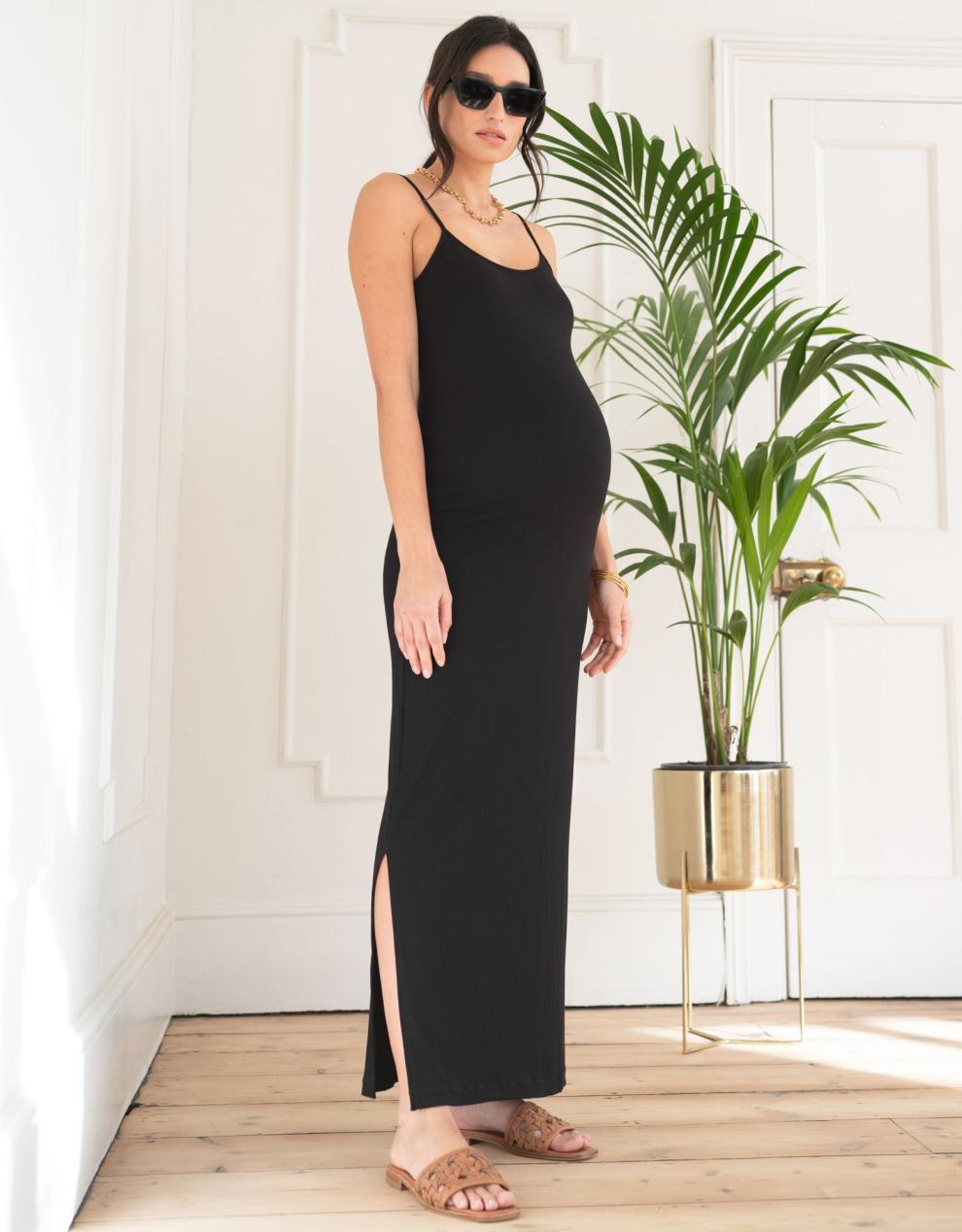 Women Seraphine Dresses Ribbed Jersey Cami Maxi Maternity Dress