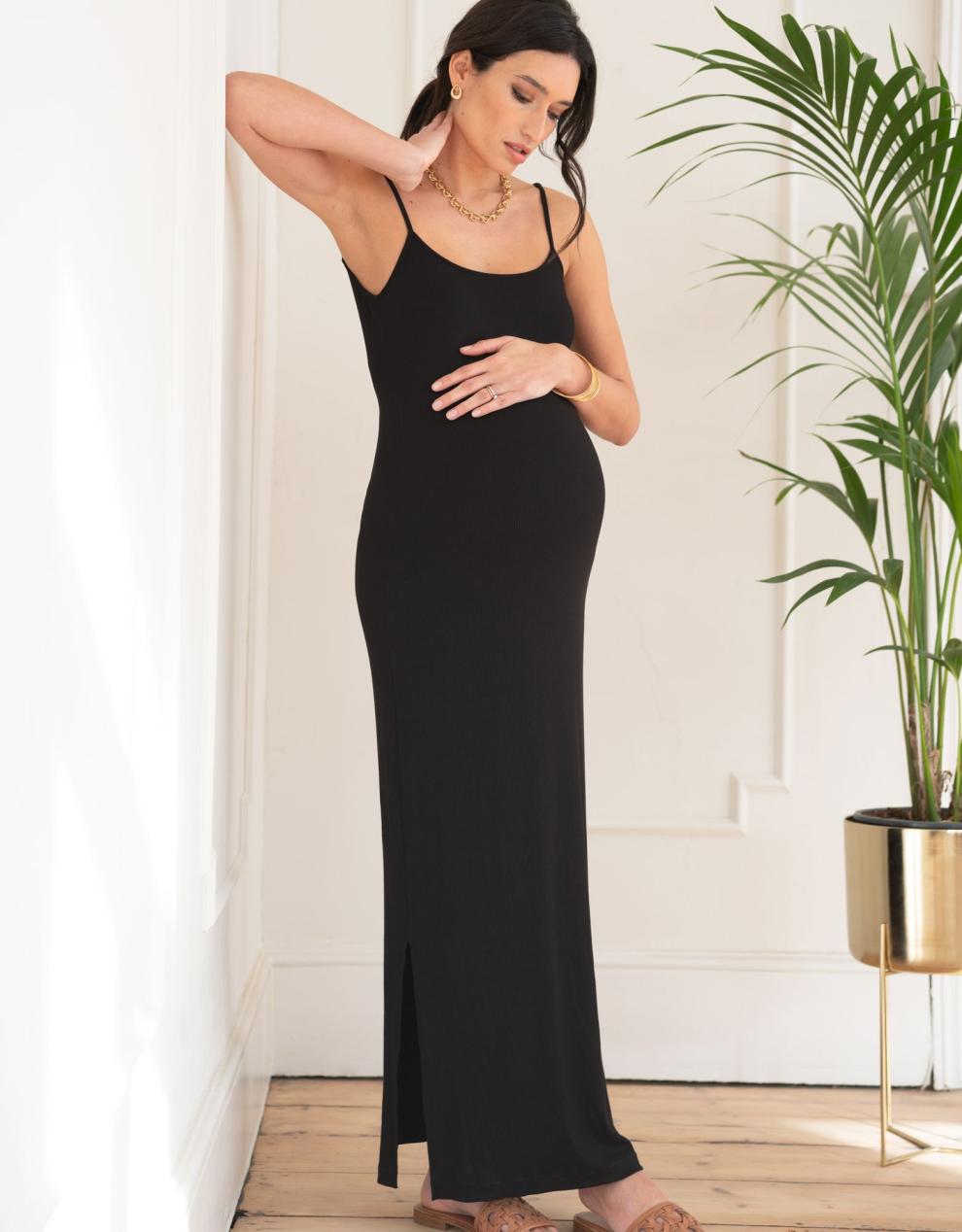 Women Seraphine Dresses Ribbed Jersey Cami Maxi Maternity Dress