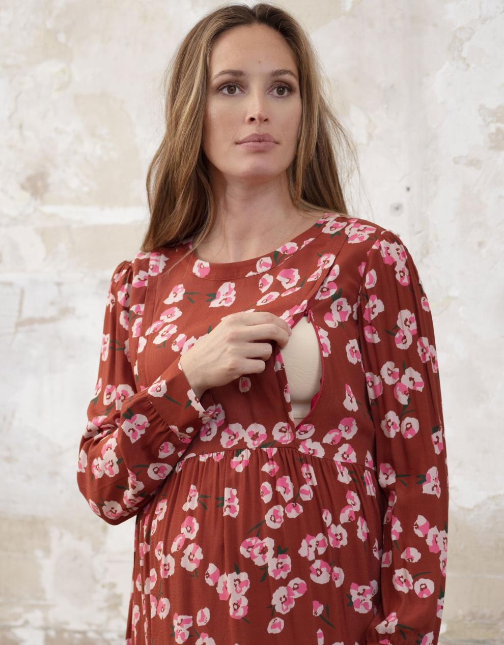 Women Seraphine Dresses Rust Floral Maternity & Nursing Dress Seraphine