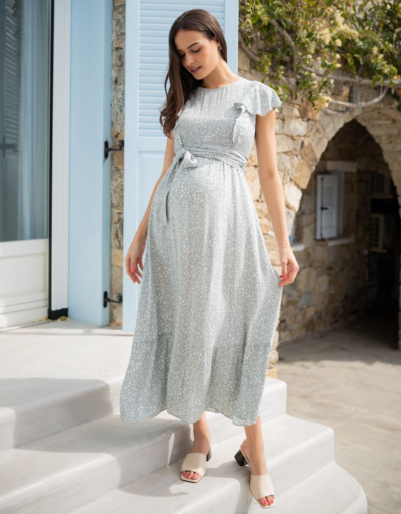 Women Seraphine Dresses Sage Maternity & Nursing Midi Dress