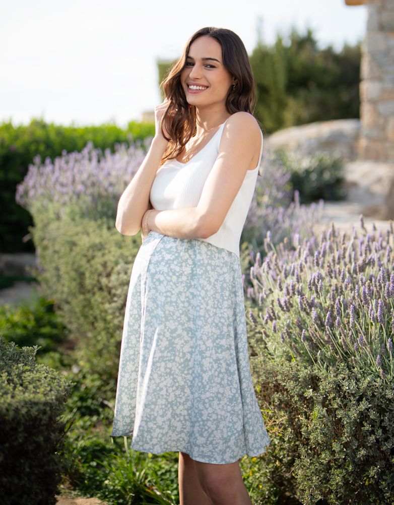 Women Seraphine Dresses Sage & White Maternity & Nursing Dress