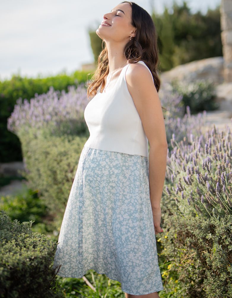 Women Seraphine Dresses Sage & White Maternity & Nursing Dress