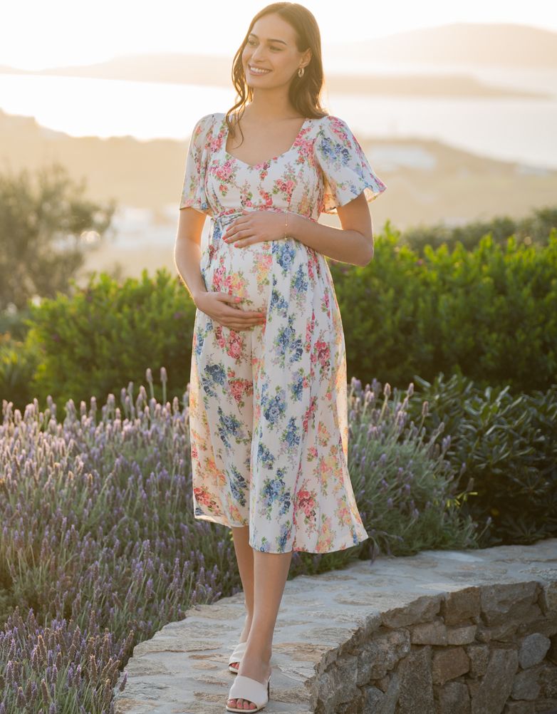 Women Seraphine Dresses Vintage Floral Maternity & Nursing Dress