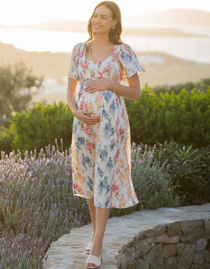 Women Seraphine Dresses Vintage Floral Maternity & Nursing Dress