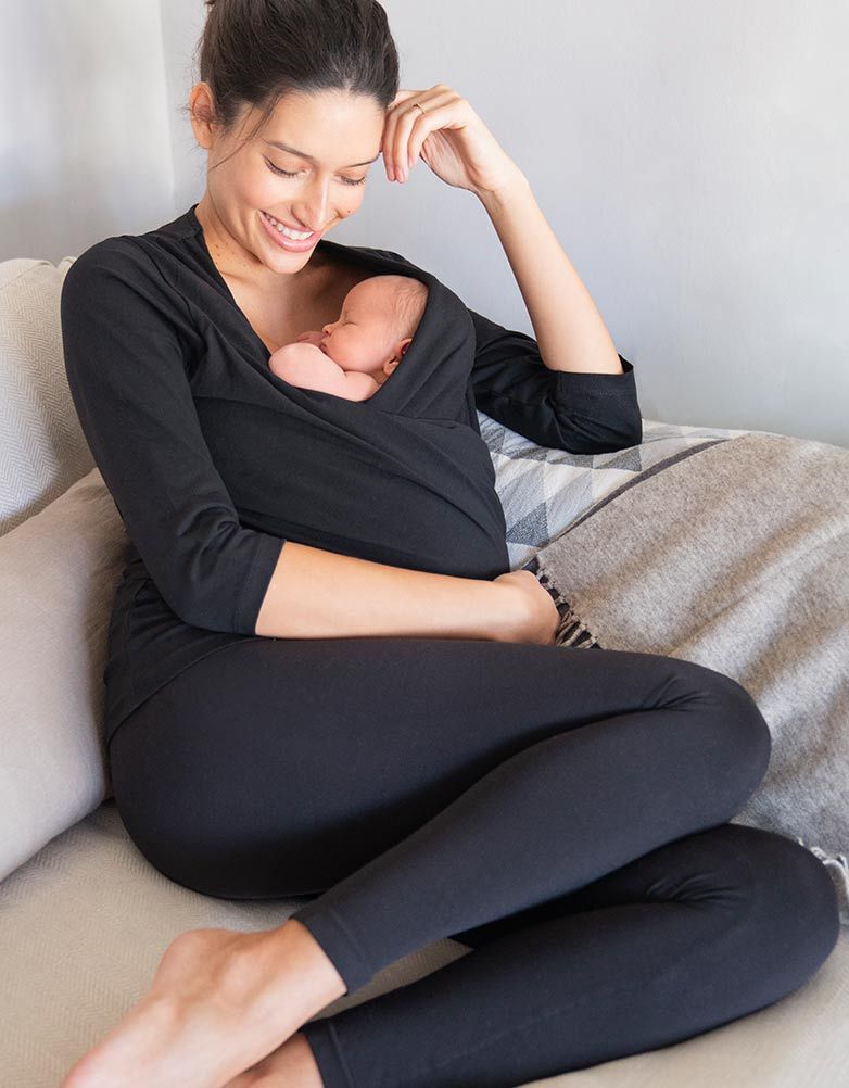 Women Seraphine Essentials Black Cotton Skin To Skin Top